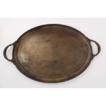 Large Victorian silver oval twin handled tray (London 1878) Henry Holland