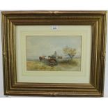 Henry Birtles (1838-1907) watercolour, figures and cattle, signed.