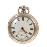Victorian gentlemen's silver pair-cased pocket watch with fusée movement by G L Millar of St. Boswel