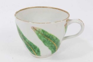 A rare Worcester Scolopendrium pattern cup, with moulded leaf pattern, ex-Zoresnky collection, 6.25c