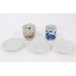 Three 18th century Chinese blanc de chine miniature saucers, etc