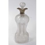 Victorian silver mounted spirit decanter with ‘pinched’ ribbed glass body