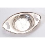 Edwardian silver dish of oval form with pierced heart shaped panels, (Sheffield 1905), maker James D