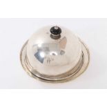 1930s silver muffin dish of circular form, with separate internal dish and domed cover
