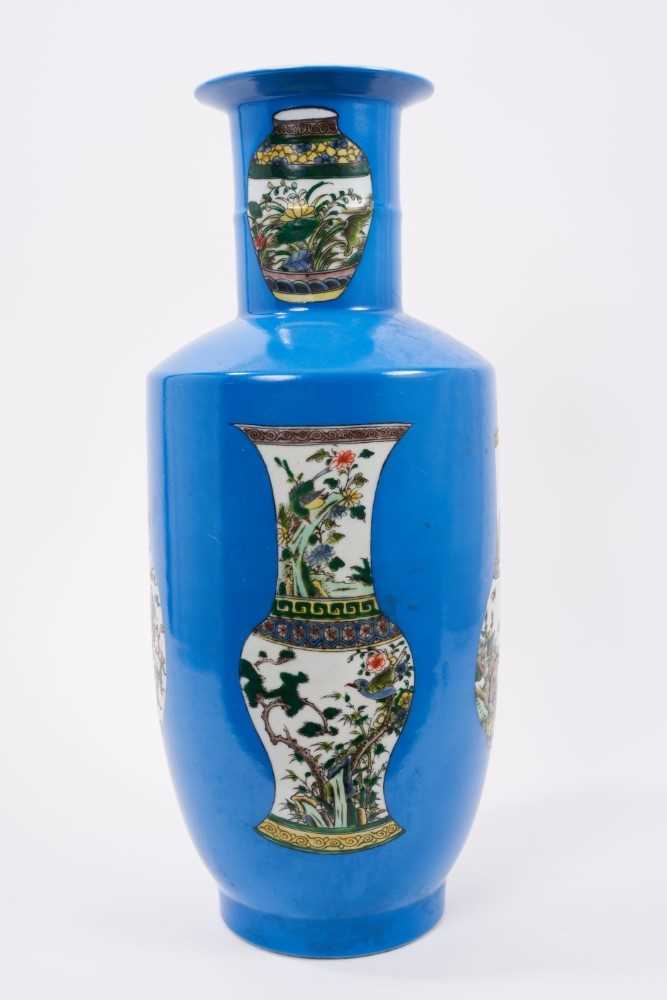 Chinese Kangxi style porcelain rouleau vase - Image 2 of 5