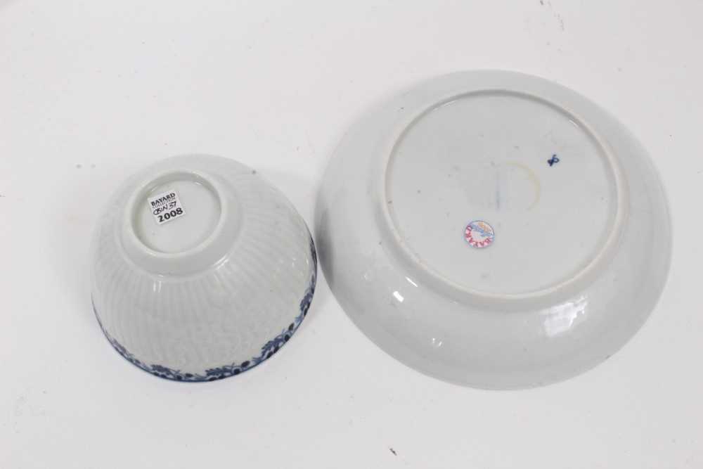 Worcester blue and white moulded tea wares, circa 1780, including a tea bowl and saucer with floral - Image 3 of 11