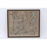 Christopher Saxton and William Hole, hand coloured engraved map: 'Englalond Anglia Anglosaxonum Hept