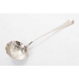 George III silver Hanoverian pattern soup ladle, with shell bowl and engraved initial P