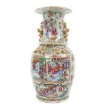 Canton Chinese 19th century hand painted famille rose vase with courtesan scenes, 44cm