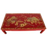 Chinese red lacquered low table