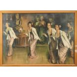*Gerald Spencer Pryse (1882-1956) lithograph, Scenes of the Empire - Dancing girls, 90 x 125cm, glaz