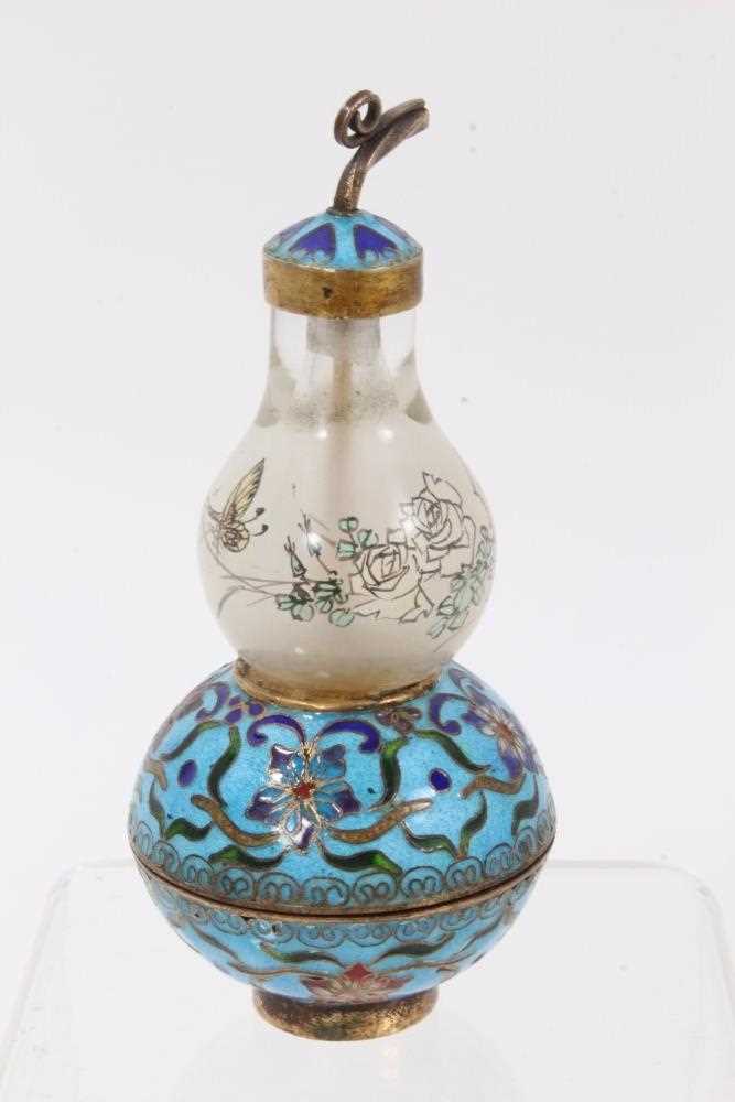 Chinese enamelled and inside painted snuff bottle - Image 4 of 6