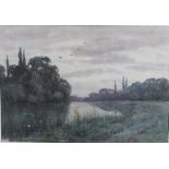 Robert Winchester Fraser (1872-1930) watercolour, On the Ouse, signed, 26cm x 36cm, in glazed gilt f