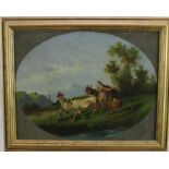 Continental School, 19th century, pair of oils on canvas laid on panel - Herders and Livestock in Mo