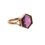 Victorian rose gold amethyst glass intaglio ring