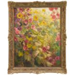 *Gerald Spencer Pryse (1882-1956), oil on canvas - Hollyhocks, signed 90 x 70cm