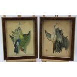 Pair of 19th century French embossed lithographs - Dead Birds, 34cm x 26cm, in glazed frames