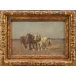 J Hall, early 20th century, oil on board, The Plough Team, signed and dated 1910, 25cm x 41cm, in go