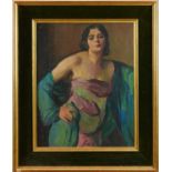 *Gerald Spencer Pryse (1882-1956) oil on board - half length portrait of a girl, 50 x 40cm, framed