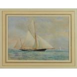 Thomas Goldsworthy Dutton (1819-1891) watercolour - Yacht under Sail, signed, 22.5cm x 31cm, in glaz
