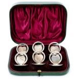 Set of six Edwardian silver menu holders in original fitted box