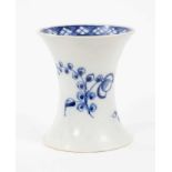 A Liverpool Pennington blue and white waisted vase, circa 1790, painted with flowers, 9cm high