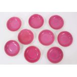 Nine Chinese pink ground small round dishes