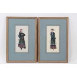 Pair of 19th century Chinese paintings on rice paper, depicting nobles, each wearing dragon robe, 21