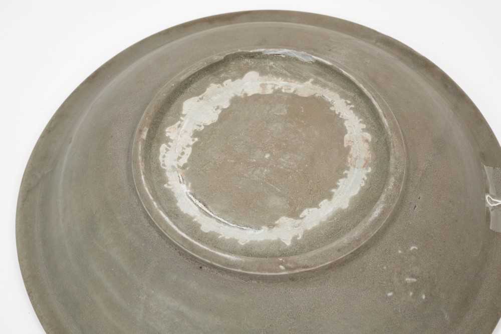 Chinese celadon dish, Yuan dynasty, from the Java shipwreck, with floral moulding, 31cm diameter, to - Image 3 of 8