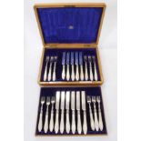 Composite set of Victorian/Edwardian silver and mother-of-pearl fruit knives and forks
