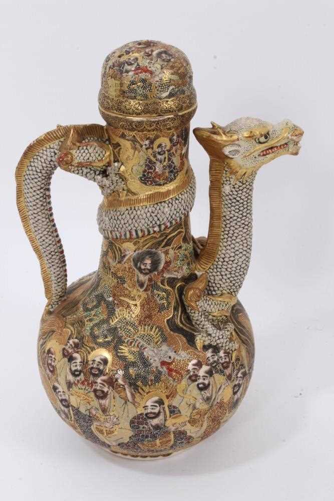 Good group of 19th century Japanese Satsuma ceramics, including four miniature vases, a ewer with dr - Image 3 of 12