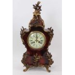 Large early 20th century French tortoiseshell mantel clock, indistinctly signed.