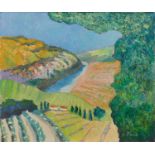 *John Hanbury Pawle (1915-2010) oil on board- Douro II, signed, 56cm x 66cm