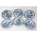 Six 19th century Chinese blue and white dishes