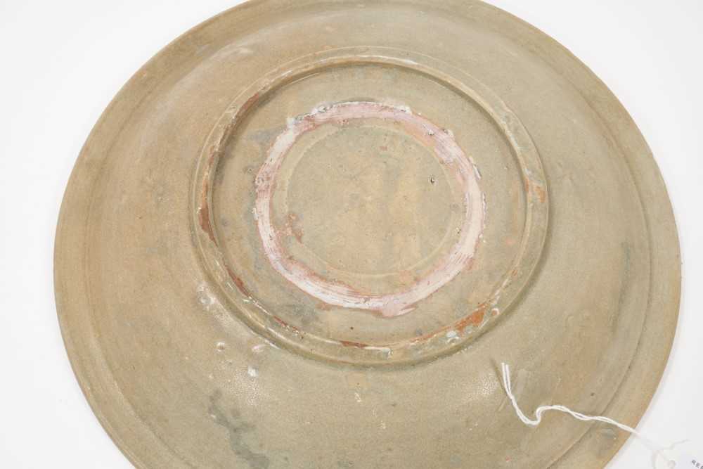 Chinese celadon dish, Yuan dynasty, from the Java shipwreck, with incised floral decoration, 32cm di - Image 3 of 3