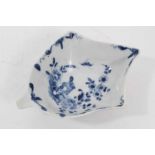 A Worcester blue and white leaf shaped pickle dish, in the Two-Peony Rock Bird pattern, circa 1755