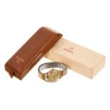 1950s Gentlemen’s Omega 9ct gold wristwatch on plated expandable bracelet in original leather box