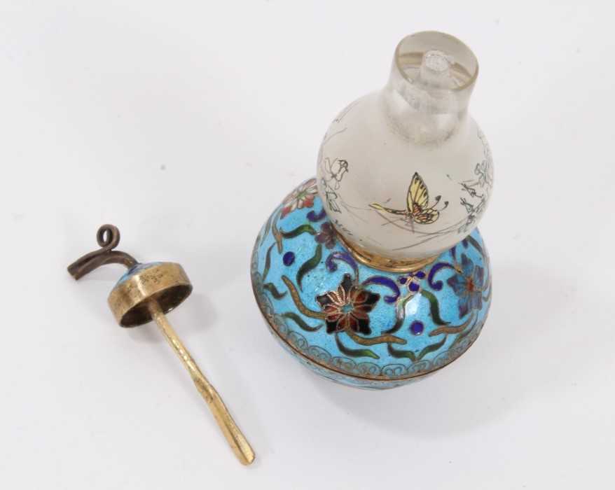 Chinese enamelled and inside painted snuff bottle - Image 6 of 6