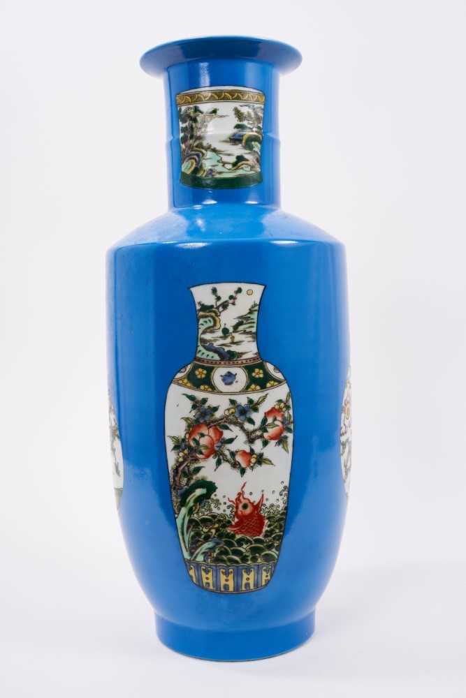 Chinese Kangxi style porcelain rouleau vase - Image 4 of 5