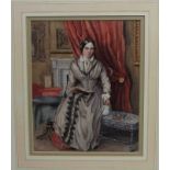 English School, 19th century, watercolour - portrait of a lady watercolour painting, 31cm x 25cm, in