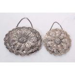 Two Turkish white metal (stamped 900) wedding mirrors