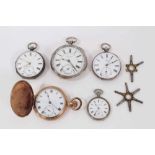 Five antique pocket watches to include a Victorian silver pocket watch by George Barnes of Gainsboro