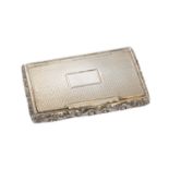 Early Victorian silver snuff box of rectangular cushion form with engine turned decoration, vacant c