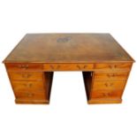 Good George III style mahogany partners desk