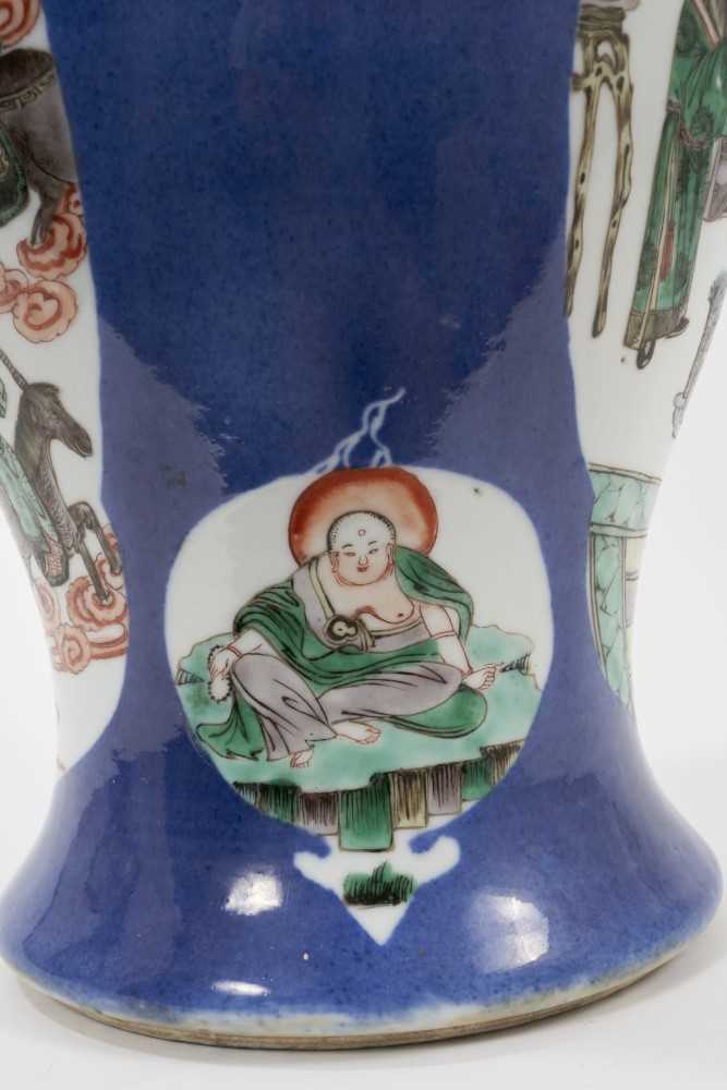 Chinese porcelain baluster vase, 19th century, decorated with figural panels in famille verte enamel - Image 7 of 8