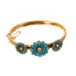 Victorian gold and turquoise bangle
