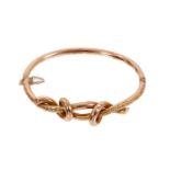 Victorian 9ct rose gold hinged bangle