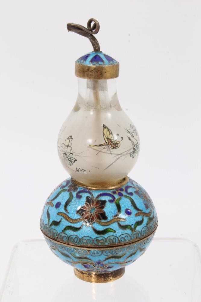 Chinese enamelled and inside painted snuff bottle - Image 3 of 6