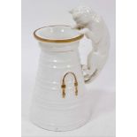 A Copeland jug, in the form of a cat peering into a milk churn, circa 1880