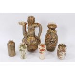 Good group of 19th century Japanese Satsuma ceramics, including four miniature vases, a ewer with dr